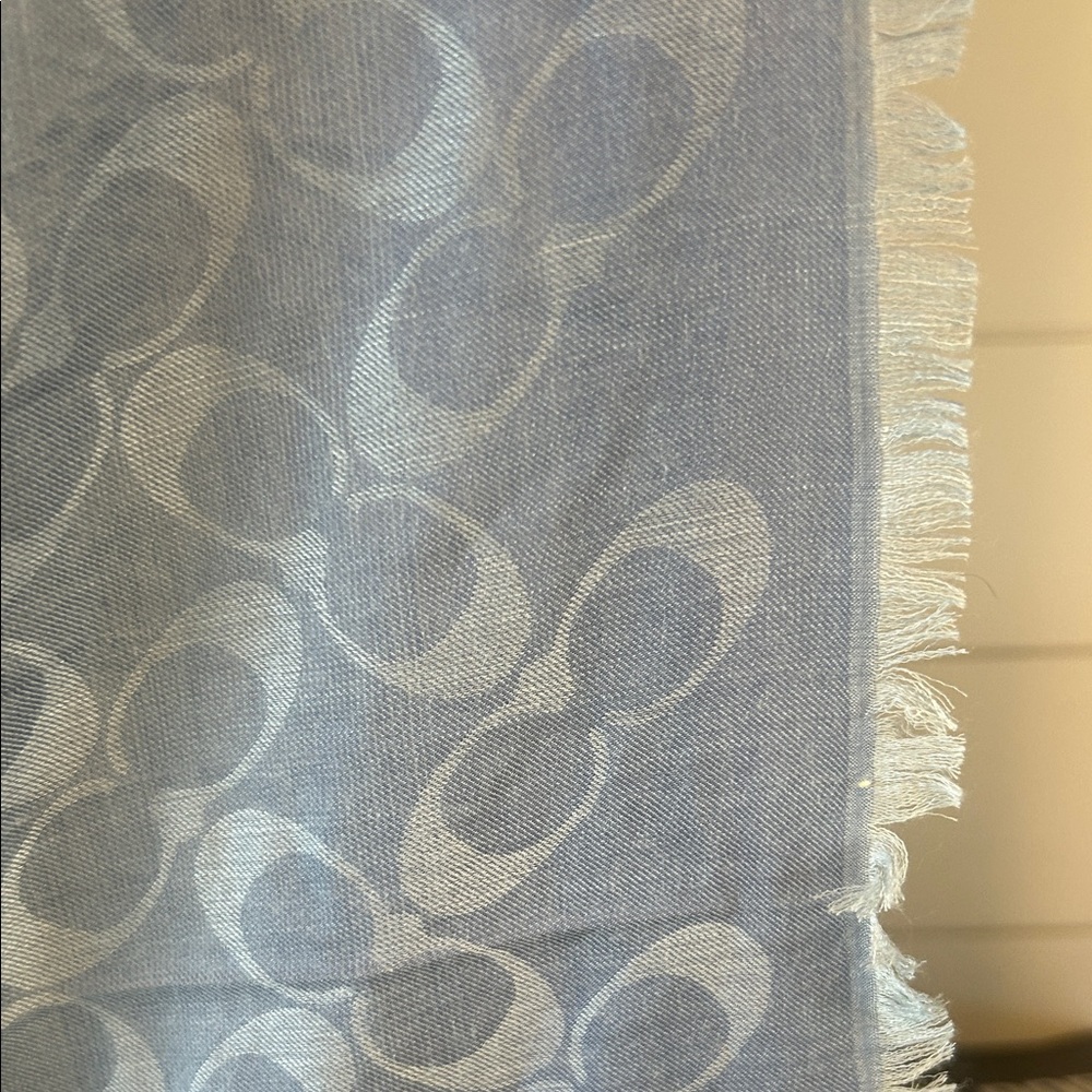 Coach Light Blue Signature Jacquard Scarf - Picture 7 of 9